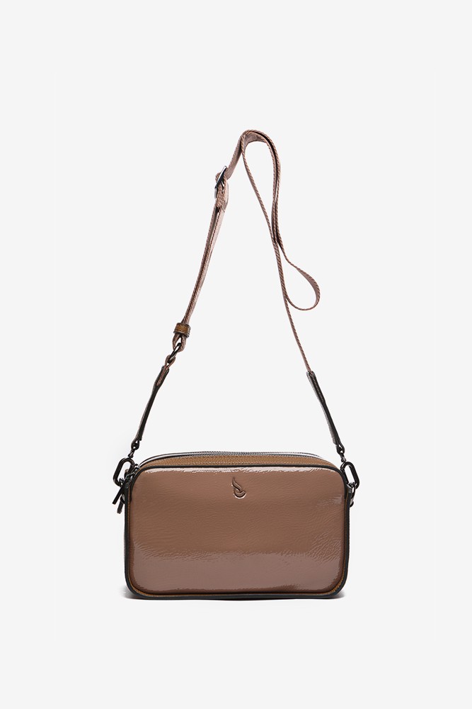 Abbacino Bandolera De Charol En Taupe