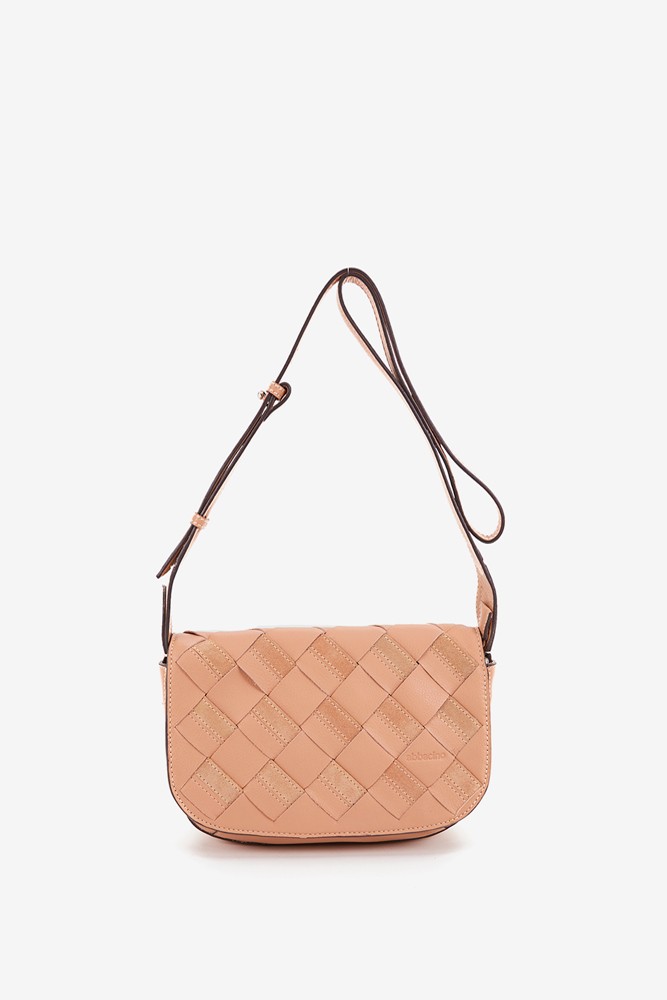 Abbacino Bandolera De Piel Trenzada En Rosa