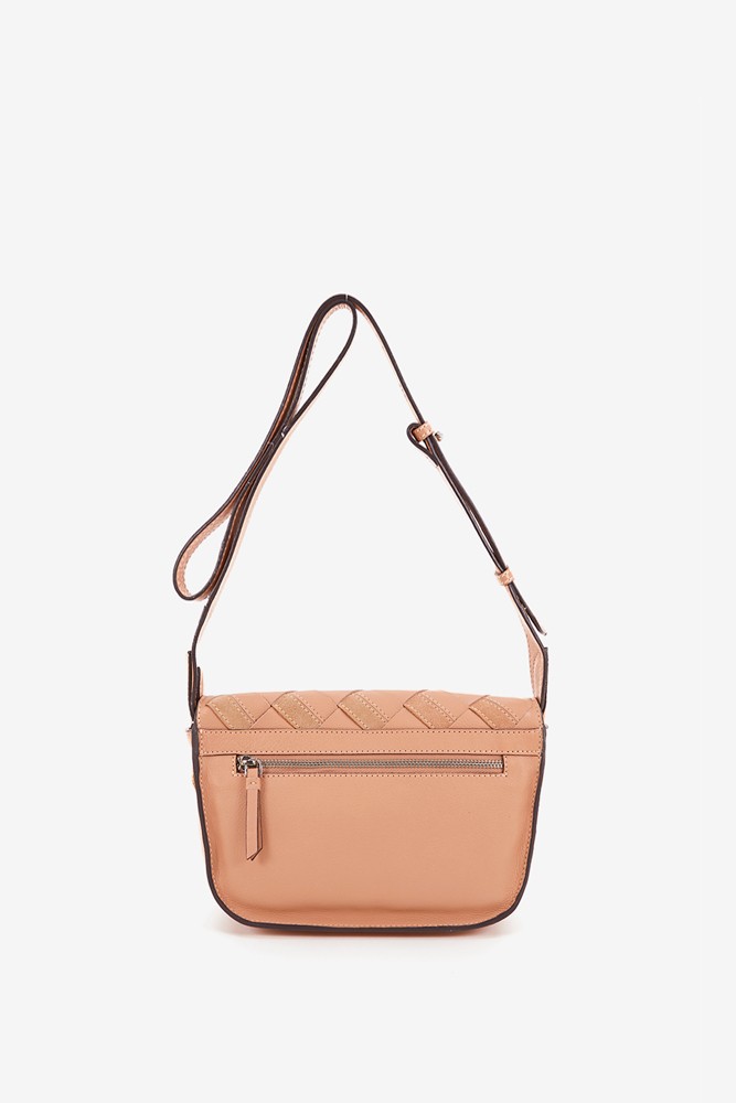 Abbacino Bandolera De Piel Trenzada En Rosa