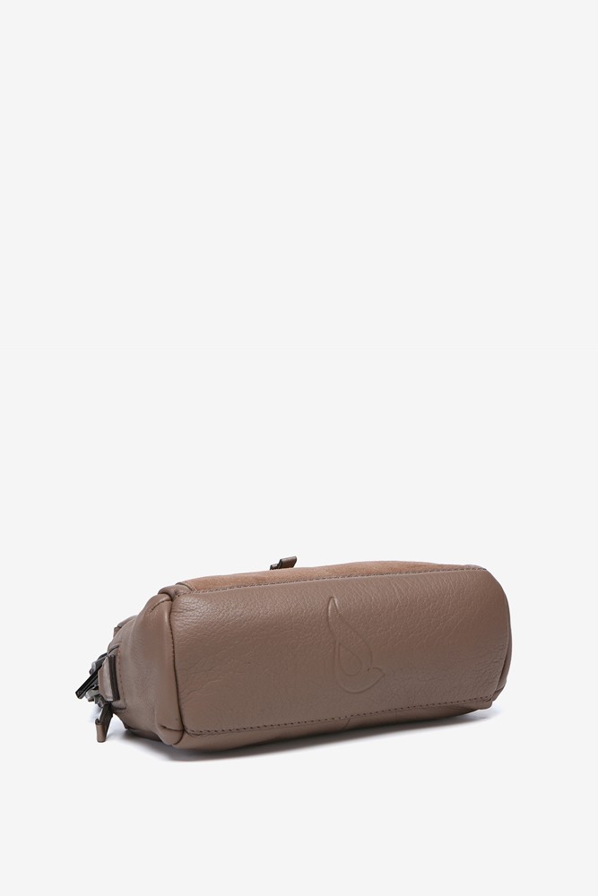 Abbacino Bandolera De Piel Y Serraje En Taupe