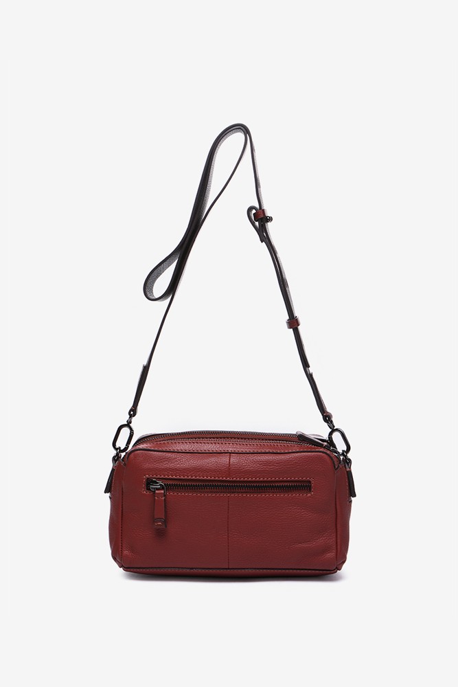 Abbacino Bandolera De Piel Y Serraje En Terracotta