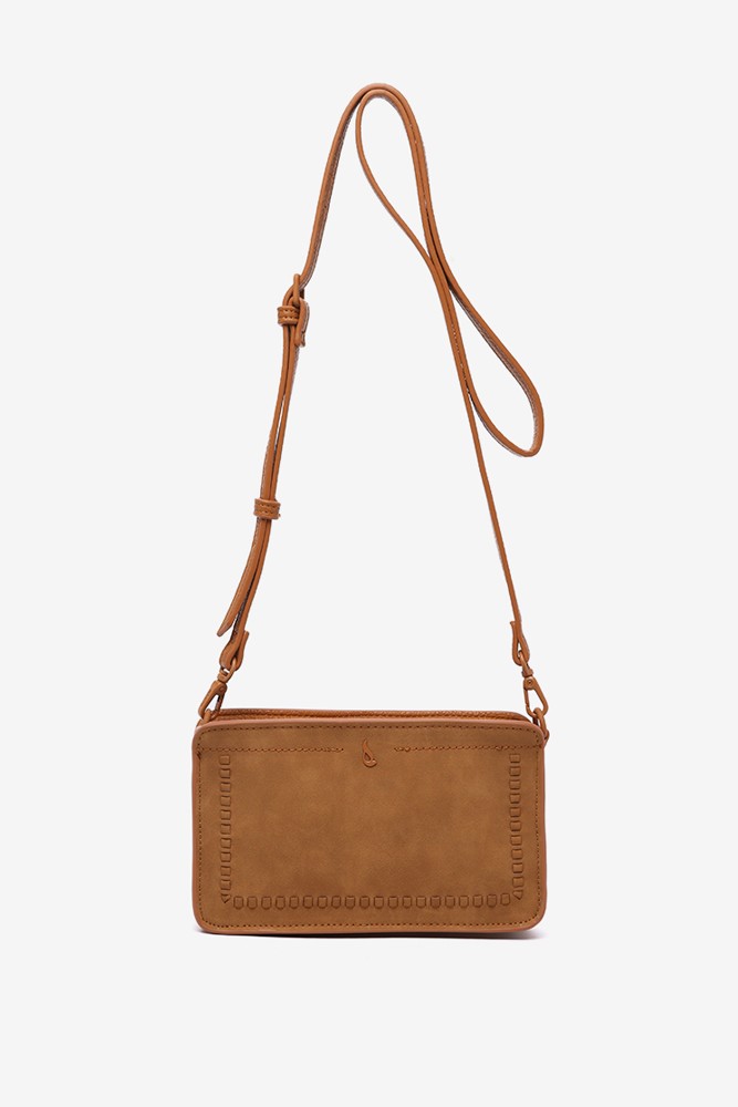 Abbacino Bandolera En Materiales Reciclados Cognac