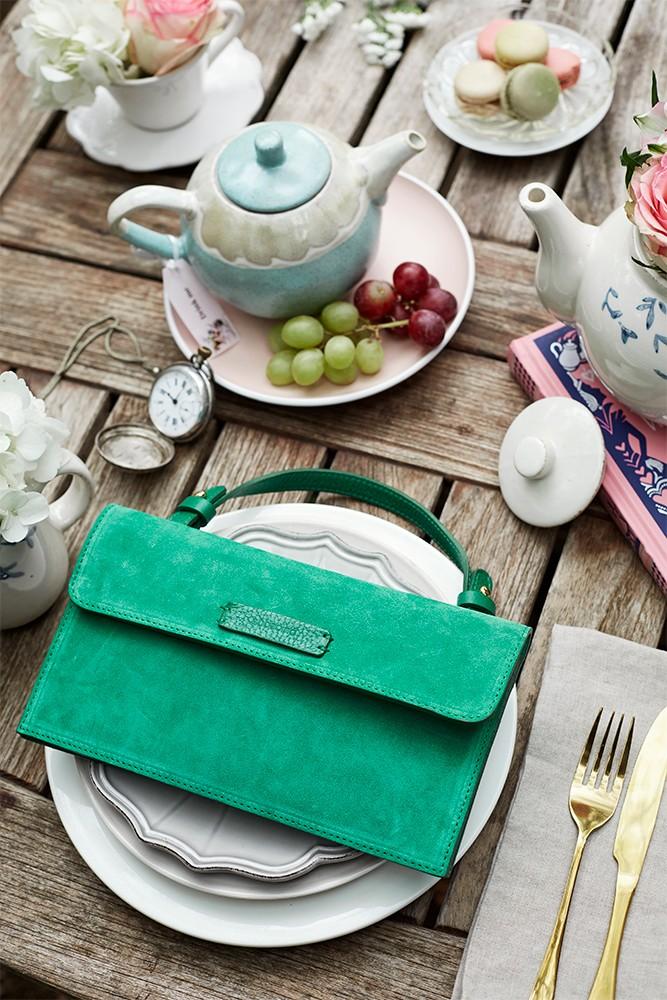 Abbacino Bandolera mini de ante en verde