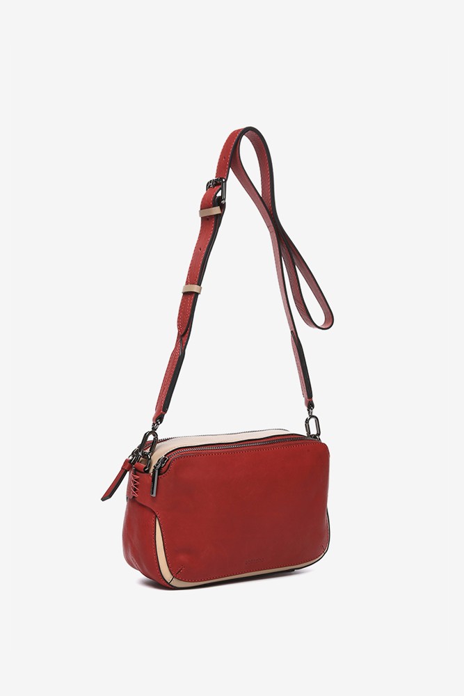 Abbacino Bandolera Mini En Piel Roja