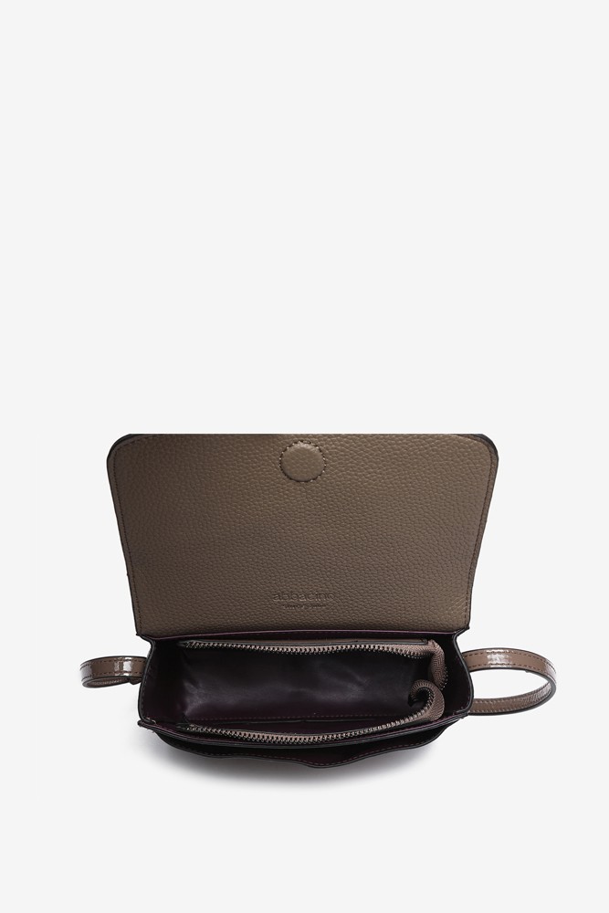 Abbacino Bandolera Pequeña De Charol En Taupe