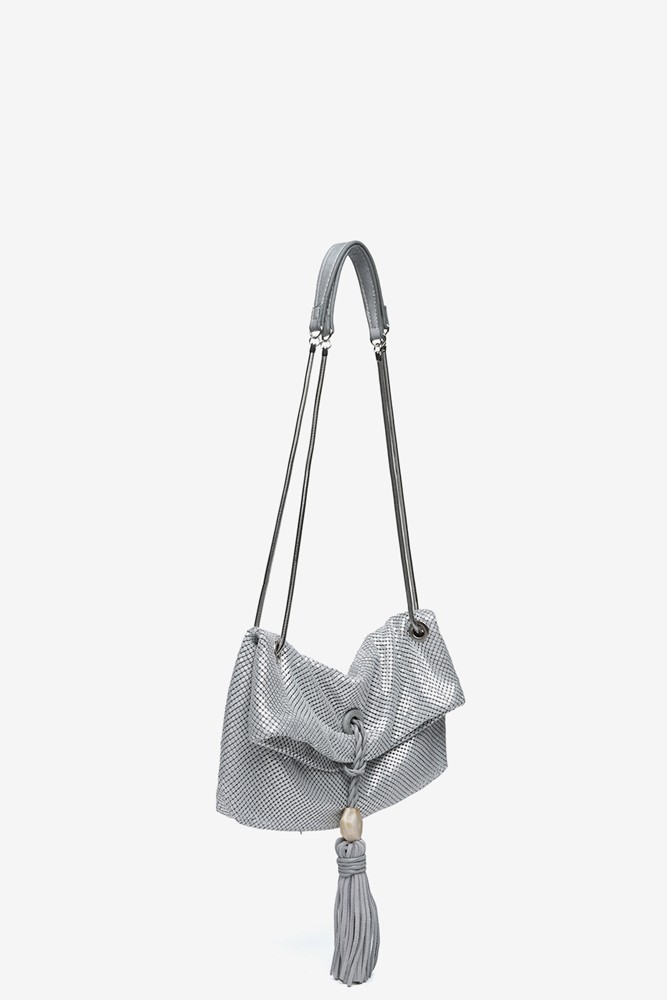 Abbacino Bolso de fiesta en malla metálica blanca