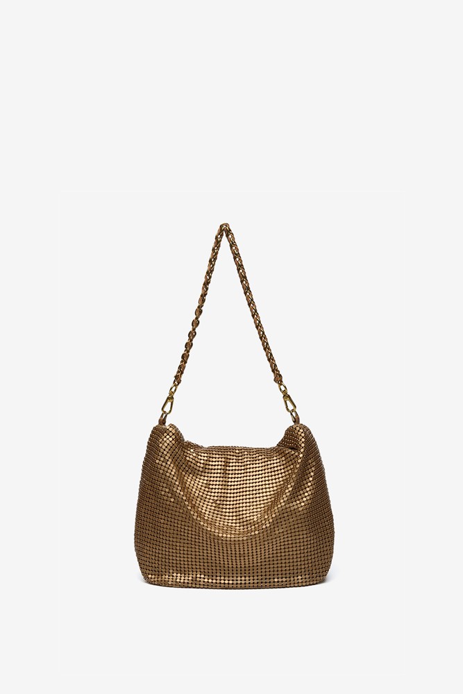 Abbacino Bolso De Hombro En Malla Metálica Dorada