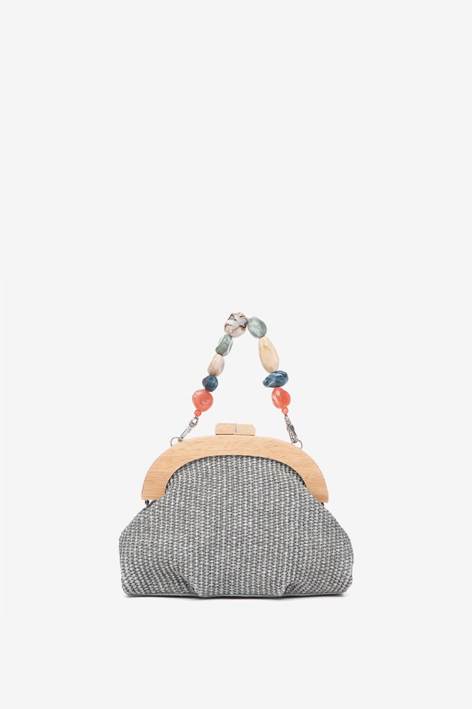 Abbacino Bolso De Mano Con Pedreria En Gris