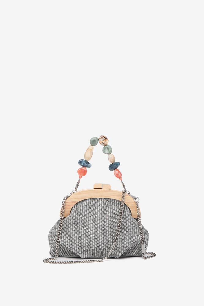 Abbacino Bolso De Mano Con Pedreria En Gris