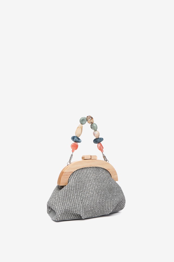 Abbacino Bolso de mano con pedreria en gris