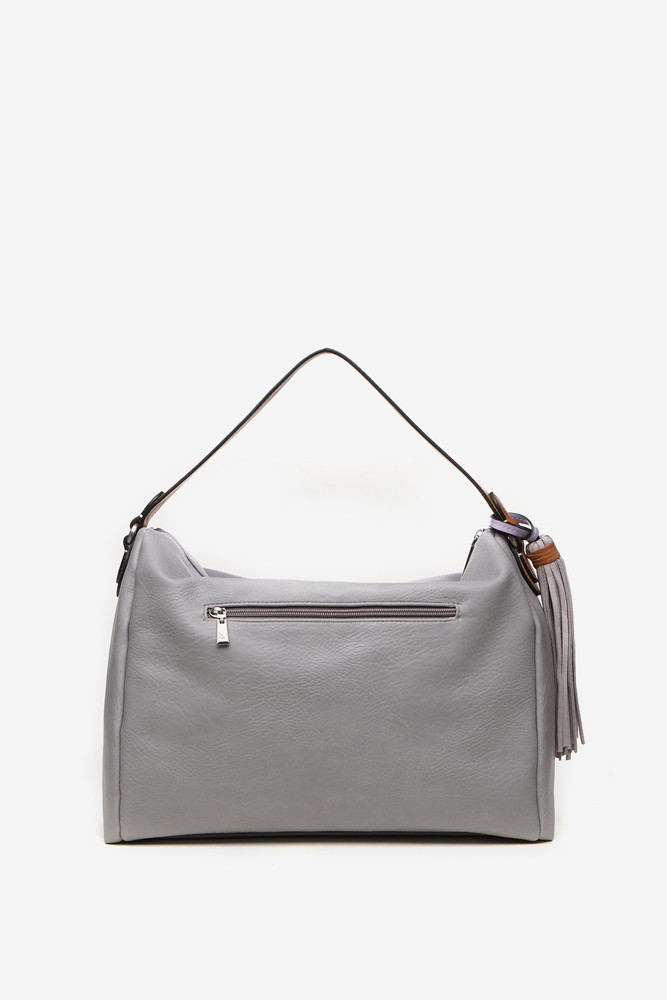 Abbacino Bolso Hobo De Mujer Con Borla En Gris