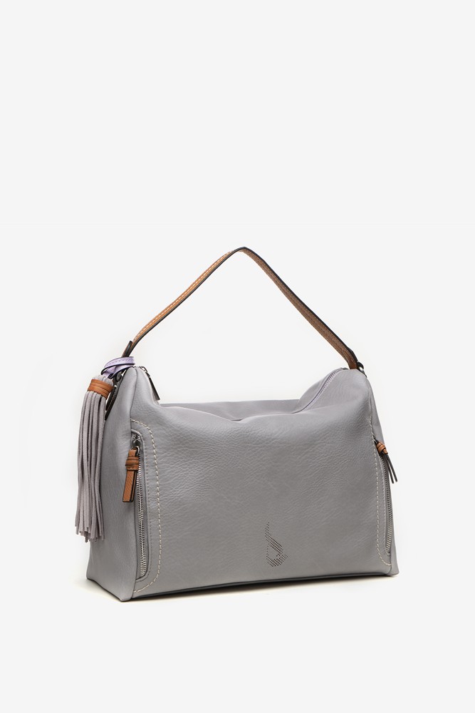 Abbacino Bolso hobo de mujer con borla en gris