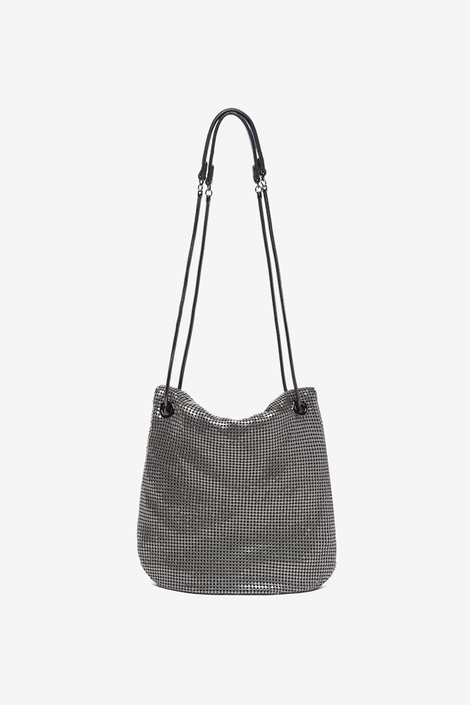 Abbacino Bolso Media Luna En Malla Metálica Plata