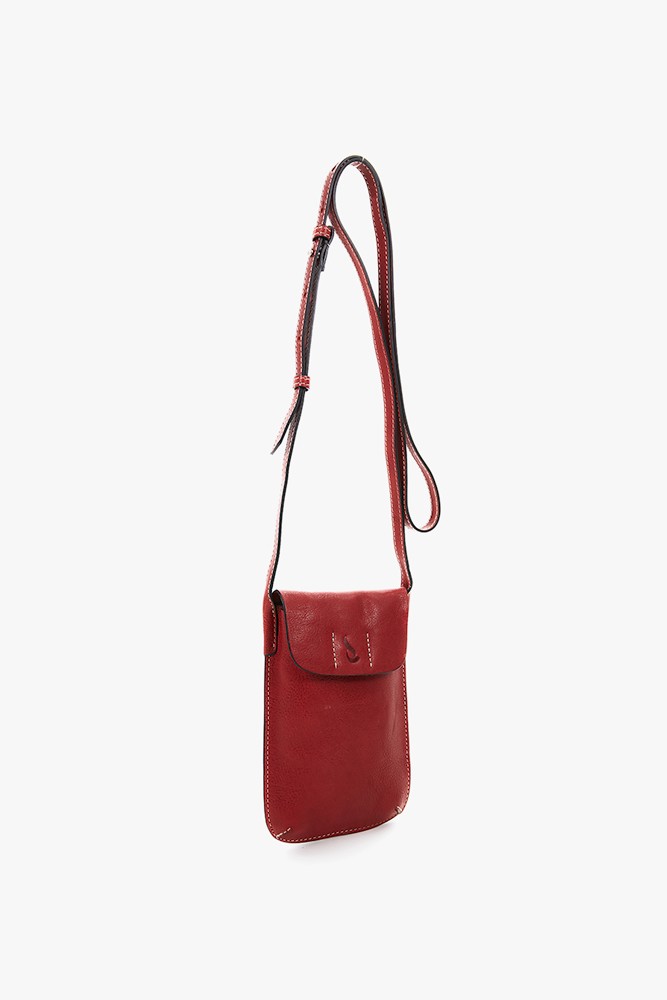 Abbacino Bolso para el móvil de mujer en piel rojo