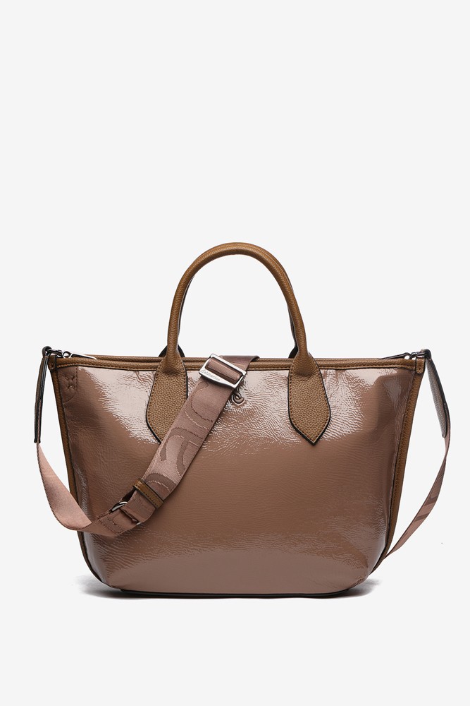 Abbacino Bolso Shopper De Charol En Taupe