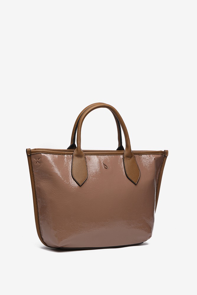 Abbacino Bolso shopper de charol en taupe