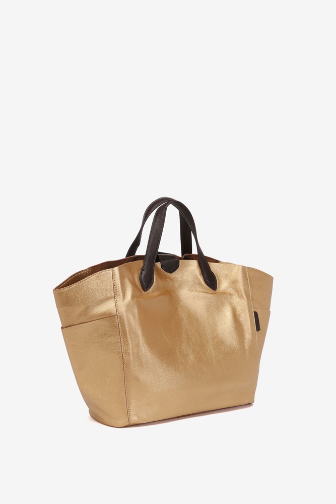 Abbacino Bolso shopper en piel dorada