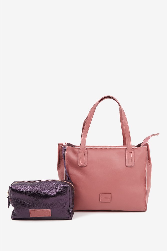 Abbacino Bolso Shopper Pequeño En Piel Rosa