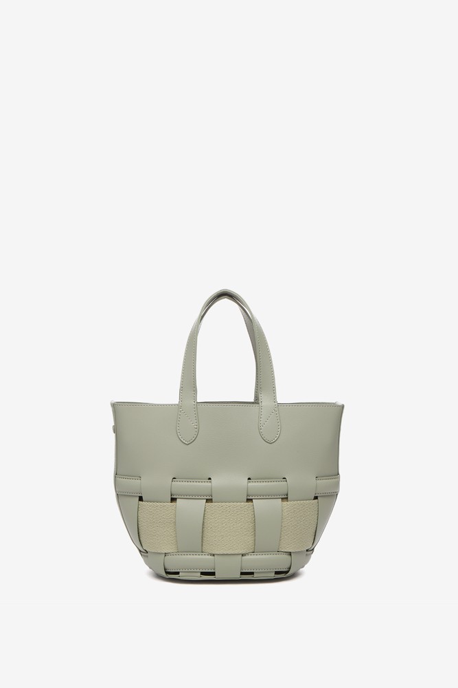 Abbacino Bolso Shopper Pequeño Trenzado En Verde