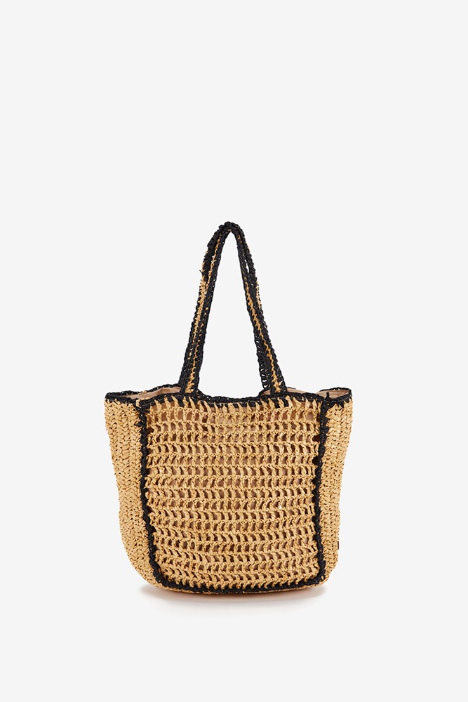 Abbacino Capazo De Playa Trenzado En Beige