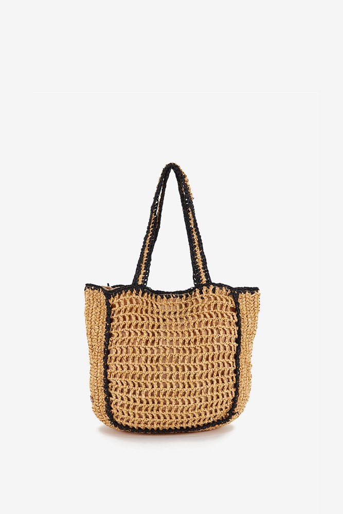 Abbacino Capazo De Playa Trenzado En Beige