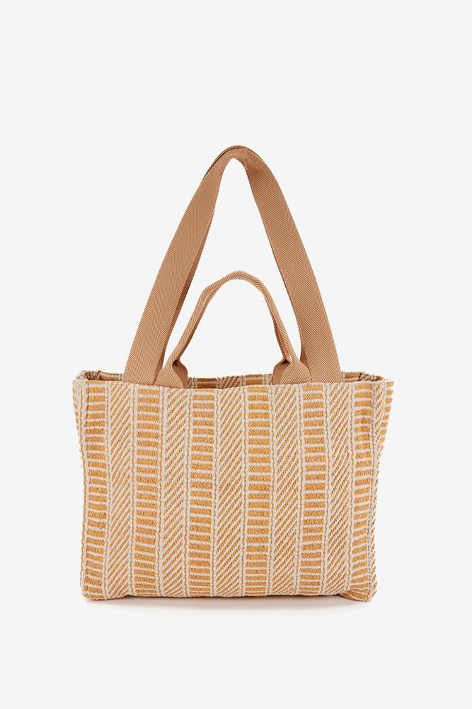 Abbacino Capazo De Rafia Con Estampado En Beige