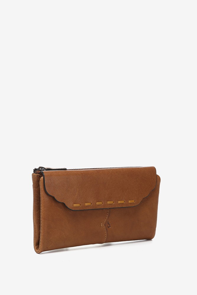 Abbacino Cartera grande con solapa en piel cognac