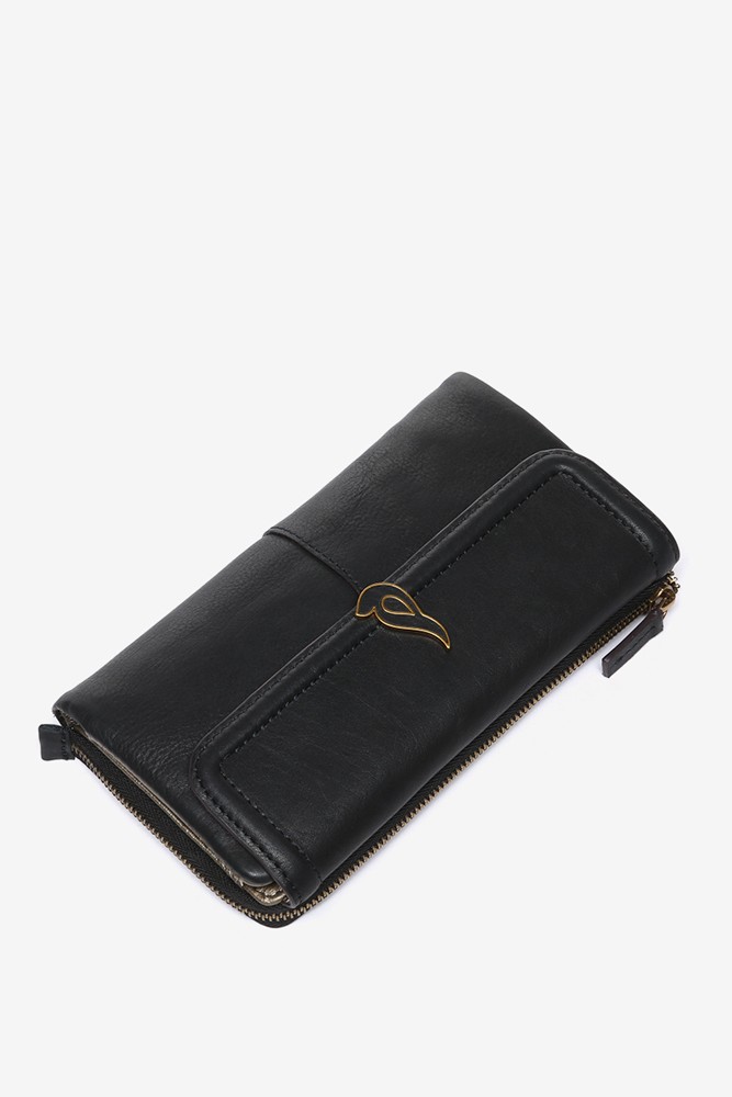 Abbacino Cartera Grande Con Solapa En Piel Negra