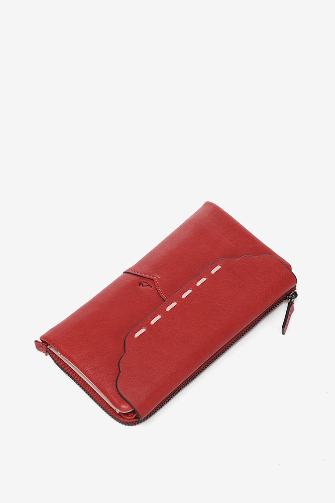 Abbacino Cartera Grande Con Solapa En Piel Roja