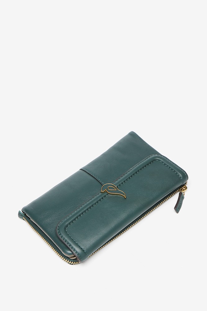 Abbacino Cartera Grande Con Solapa En Piel Verde