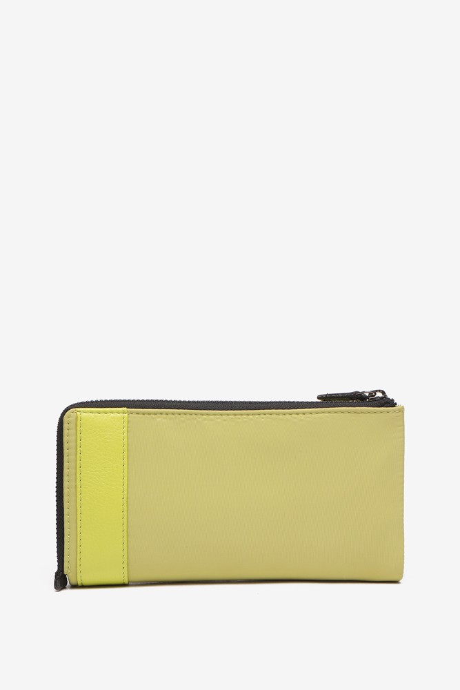 Abbacino Cartera Grande De Nylon Y Piel En Verde