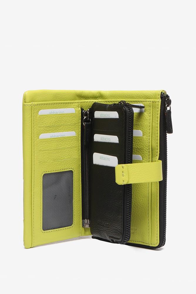 Abbacino Cartera Grande De Nylon Y Piel En Verde