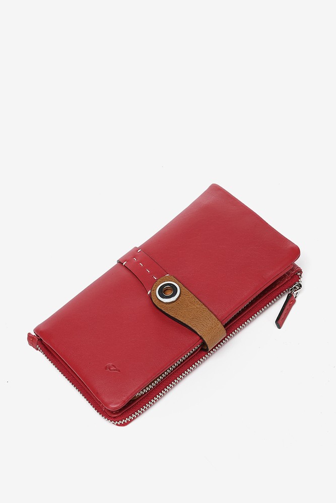 Abbacino Cartera Grande En Piel Bicolor Roja