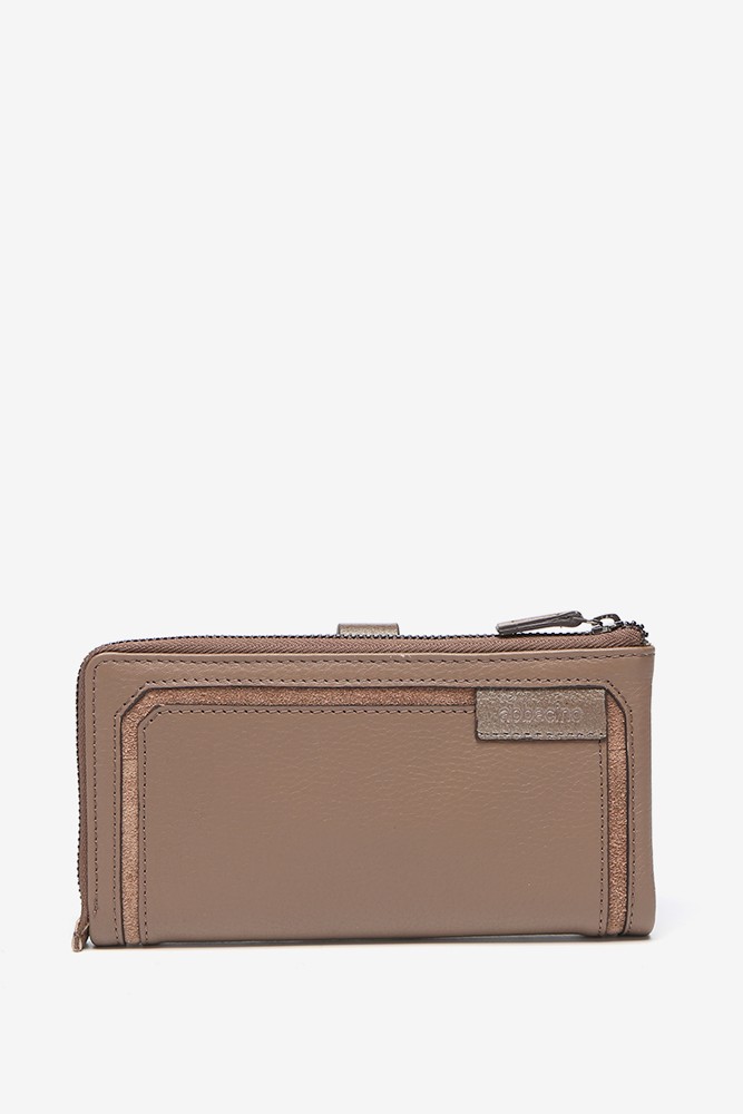Abbacino Cartera Grande En Piel Y Serraje Taupe
