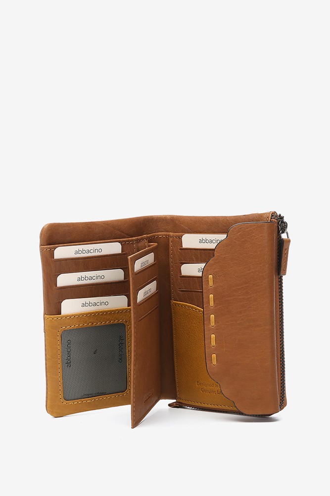 Abbacino Cartera Mediana Con Solapa En Piel Cognac