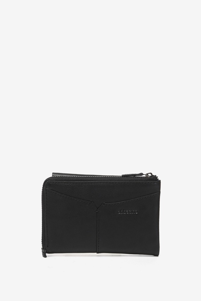 Abbacino Cartera Mediana Con Solapa En Piel Negra