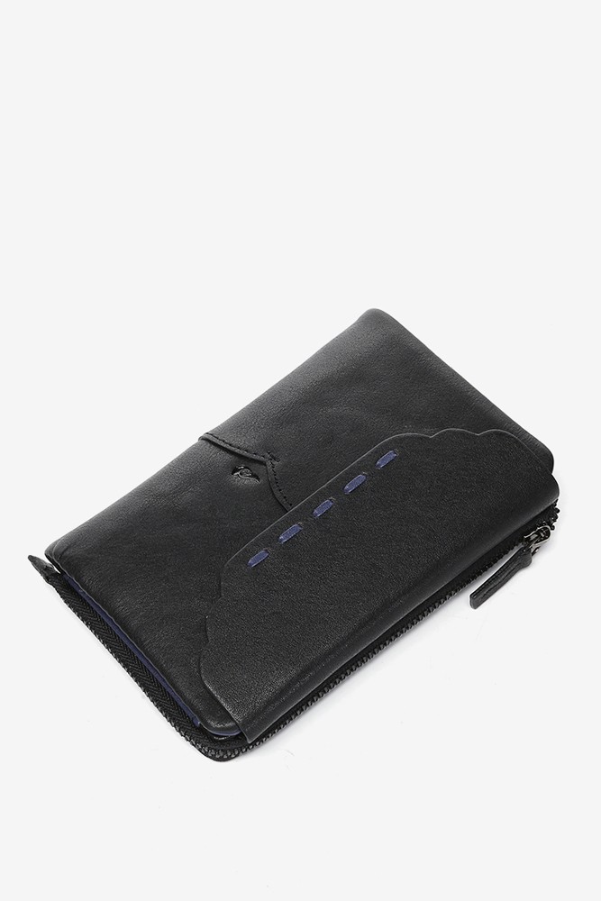 Abbacino Cartera Mediana Con Solapa En Piel Negra