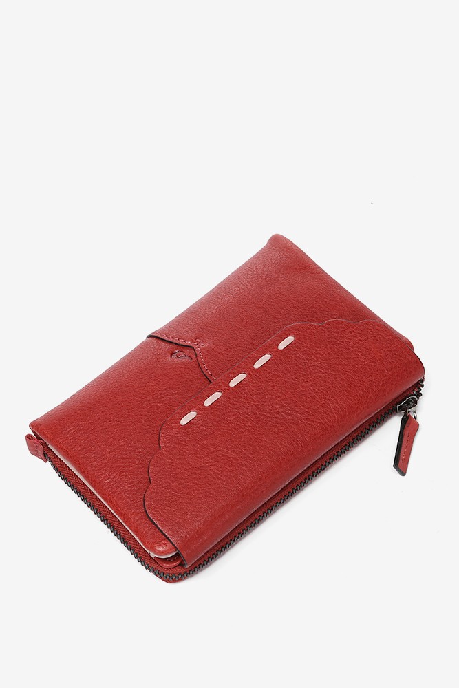 Abbacino Cartera Mediana Con Solapa En Piel Roja