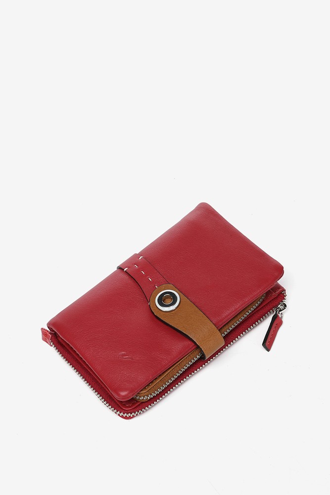 Abbacino Cartera Mediana En Piel Bicolor Roja