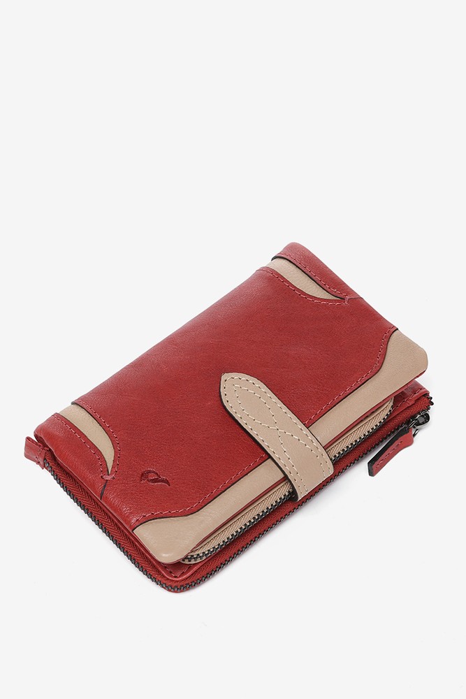 Abbacino Cartera Mediana En Piel Roja