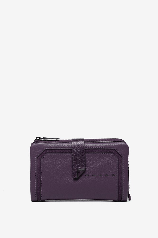 Abbacino Cartera Mediana En Piel Y Serraje Morada