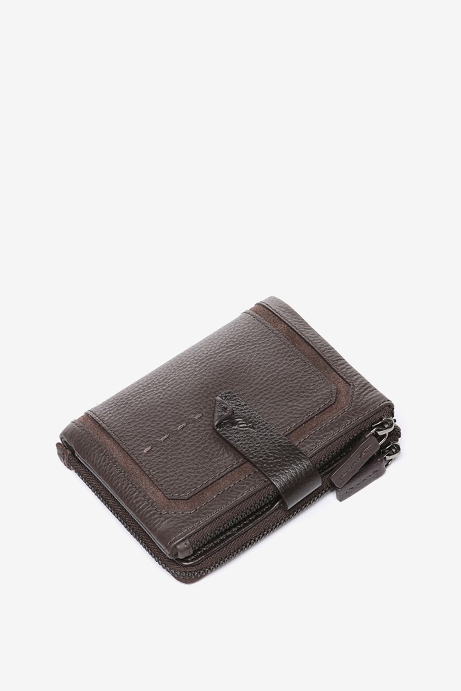 Abbacino Cartera Pequeña En Piel Y Serraje Marrón