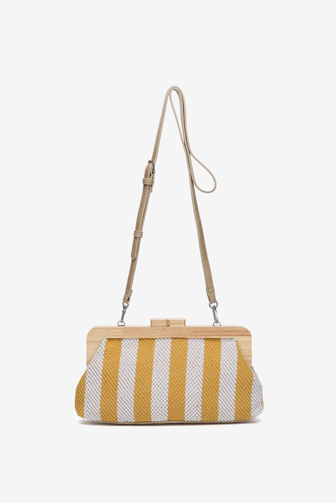 Abbacino Clutch De Fiesta A Rayas En Amarillo