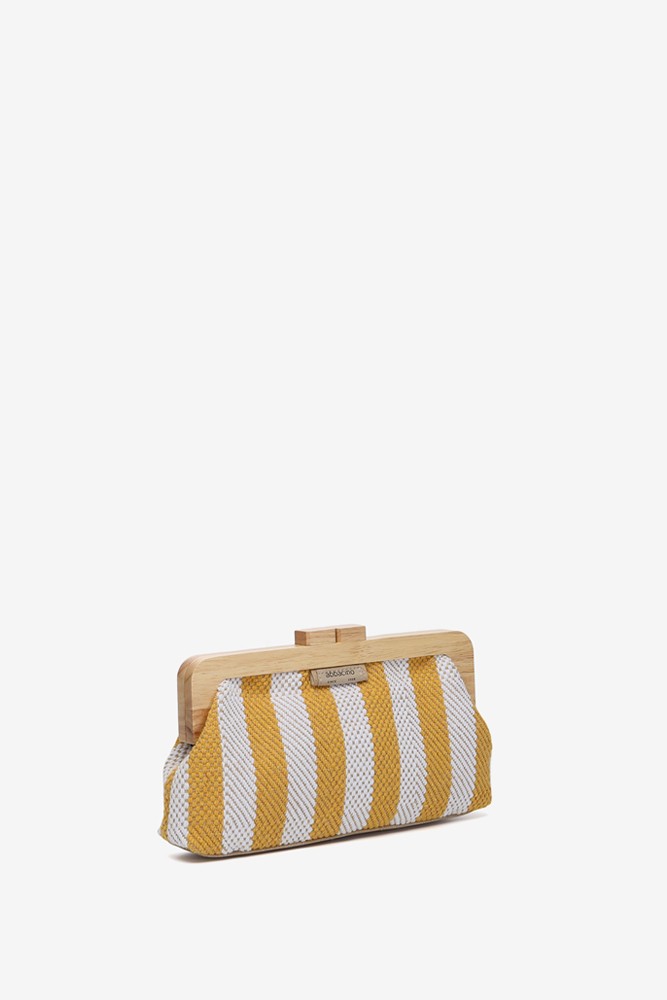 Abbacino Clutch De Fiesta A Rayas En Amarillo