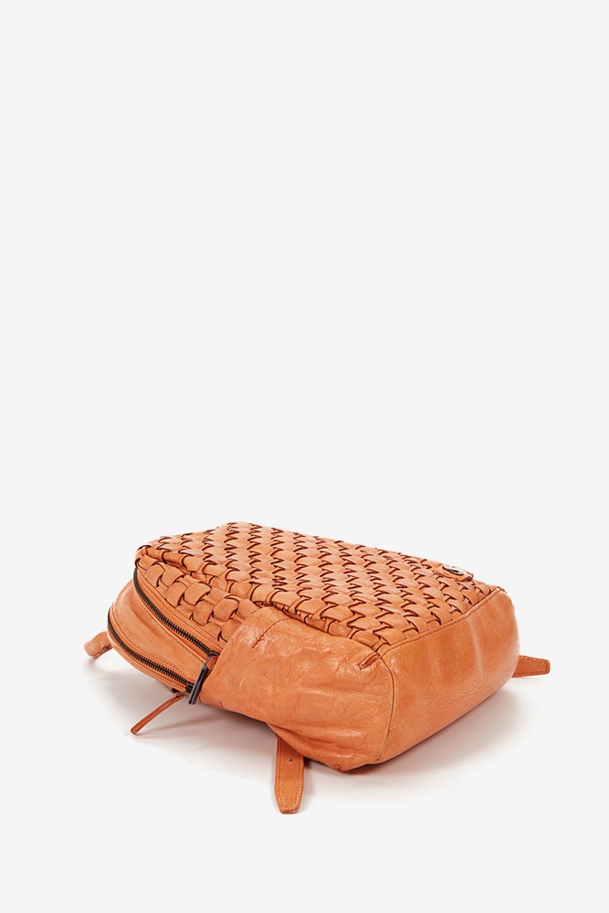 Abbacino Mochila De Mujer En Piel Trenzada Naranja