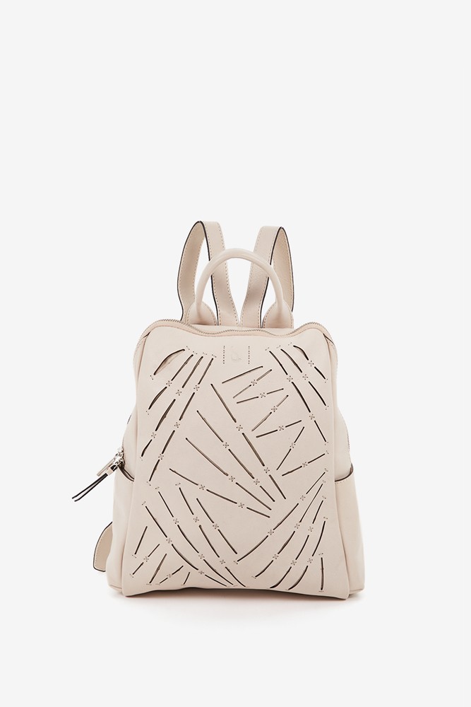 Abbacino Mochila De Mujer En Piel Troquelada Beige