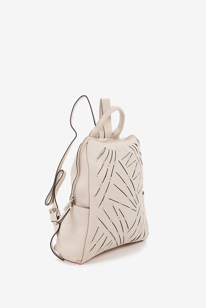 Abbacino Mochila de mujer en piel troquelada beige