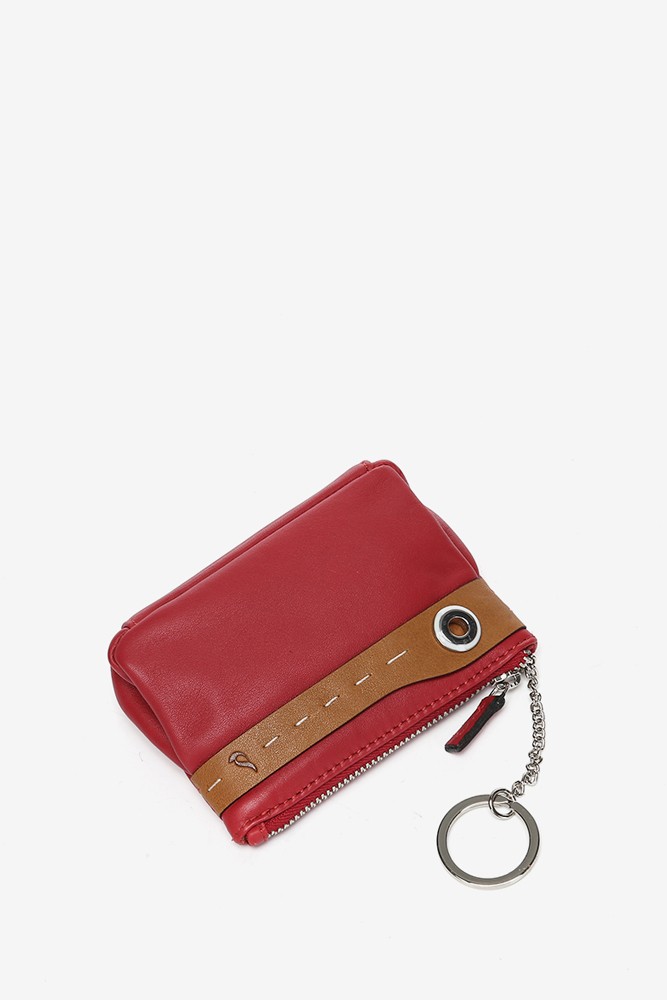 Abbacino Monedero En Piel Bicolor Roja