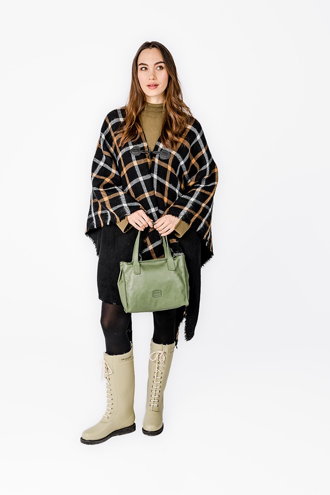 Abbacino Poncho Con Estampado A Cuadros Negro
