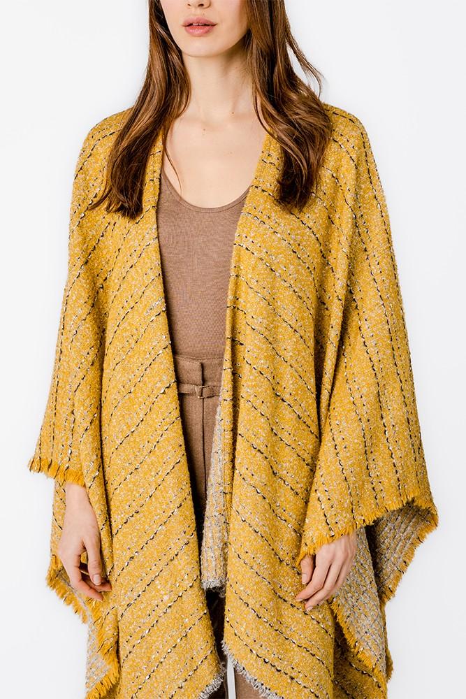 Abbacino Poncho Con Estampado A Rayas En ámbar